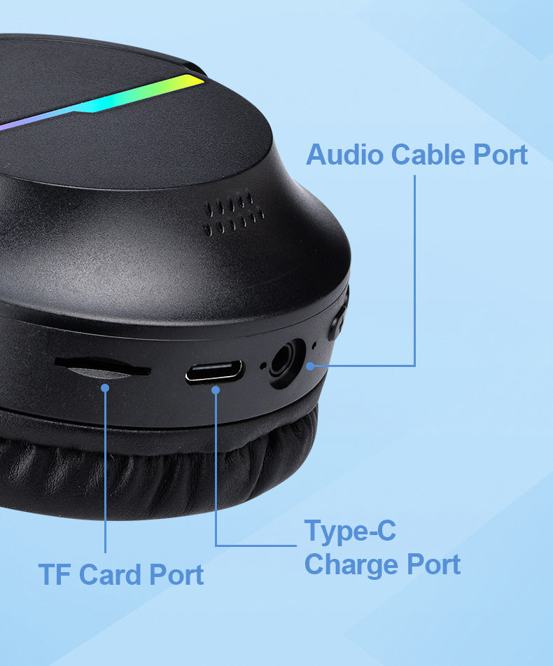 Pink Wireless Gaming Headphones with Lights - Foldable Design, 40mm Drivers, Comfortable