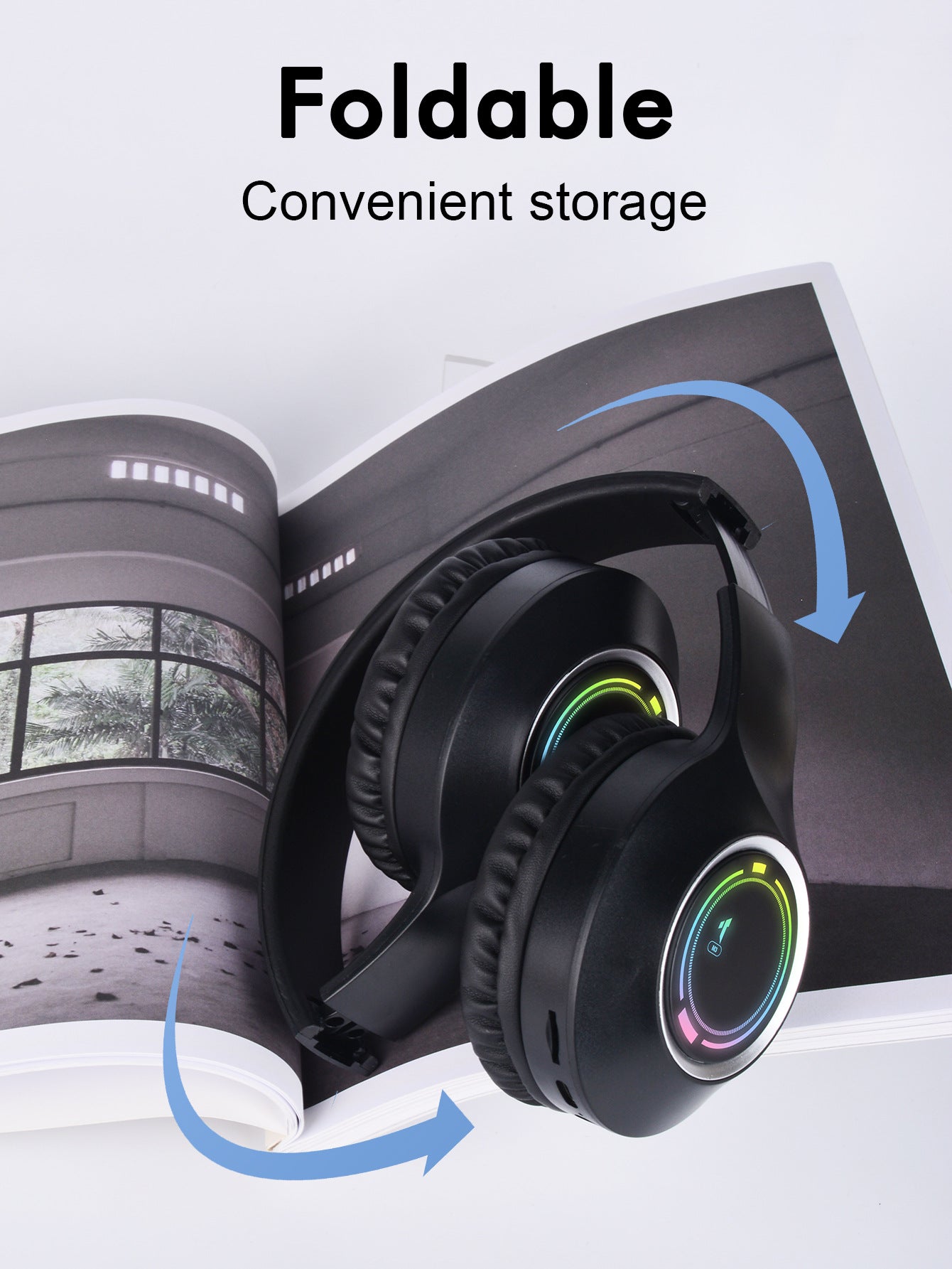 Beige Bluetooth 5.2 Headphones - Foldable, Adjustable Headband, TF Card