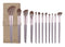 Brown Professional 12 Piece Makeup Brush Kit - Soft Synthetic Brushes for Face & Eyes