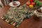 Floral Table Runner with Tassels - Jacquard Green Farmhouse Style (33x180cm)