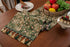 Floral Table Runner with Tassels - Jacquard Green Farmhouse Style (33x180cm)