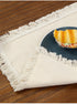 4 PCS Beige Cotton Linen Placemat with Fringe - Solid Color Table Mat for Dining (45X30CM)