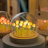 (Ten Yellow Tulips) Glowing Tulip Dome Lamp -  Wooden Base, Bedside Table Decoration