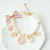 Pink 4-PCS Pearl Charm Pet Necklace - Adjustable Bowknot Collar for Small Dogs & Cats (S: 20+5CM)