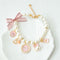 Pink 4-PCS Pearl Charm Pet Necklace - Adjustable Bowknot Collar for Small Dogs & Cats (M: 25+5CM)