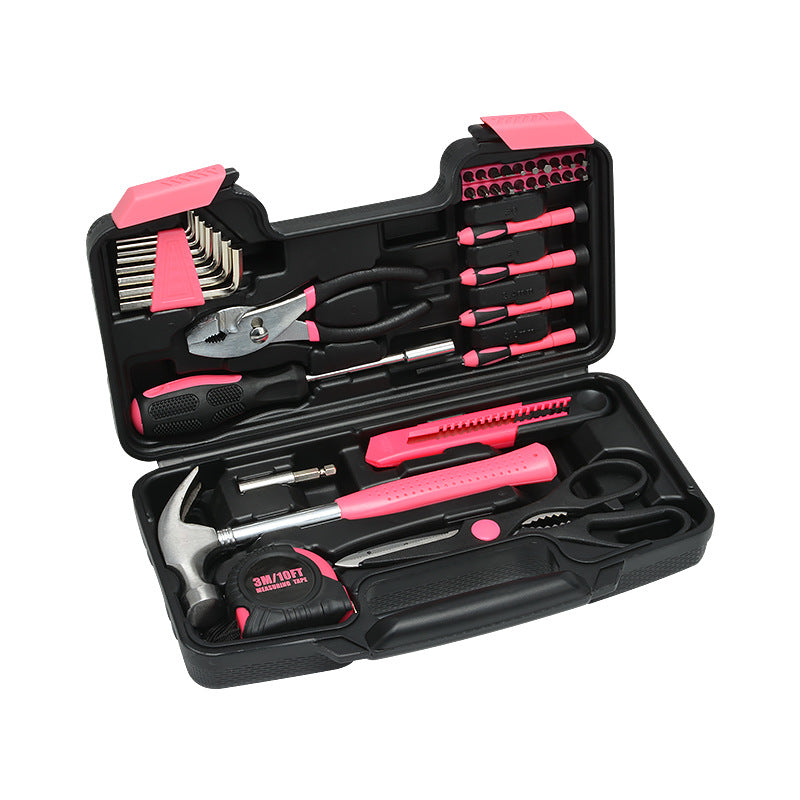 39-Piece Home Tool Kit - Pink Carbon Steel Hardware Set