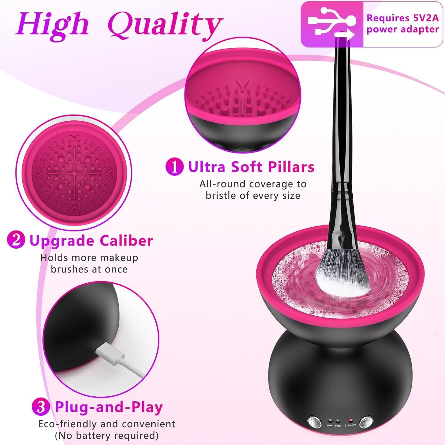 Black Electric Makeup Brush Cleaner - Fast & Deep Cleaning, USB Powered