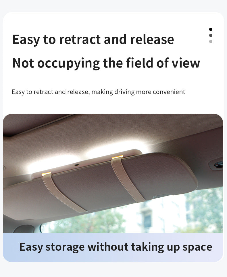 Black Single button Car Sun Visor Makeup Mirror with LED Light - Tri-Color, Touch Control