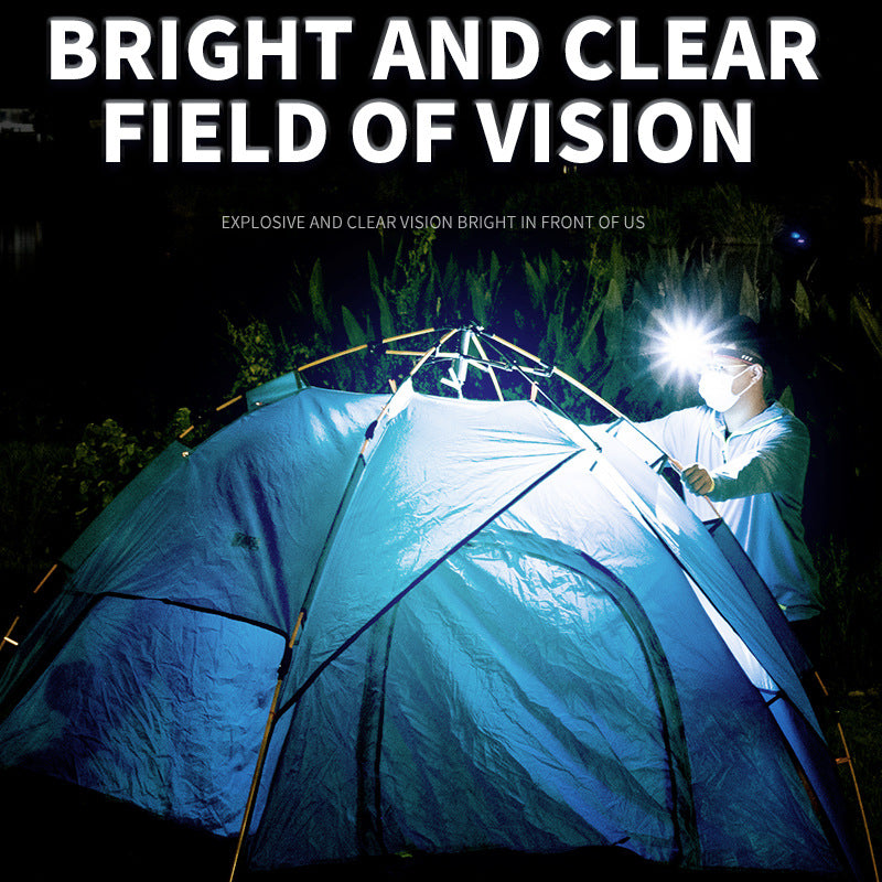 Beige Rechargeable LED Headlight -  Cap Light, Long Lasting Camping Light