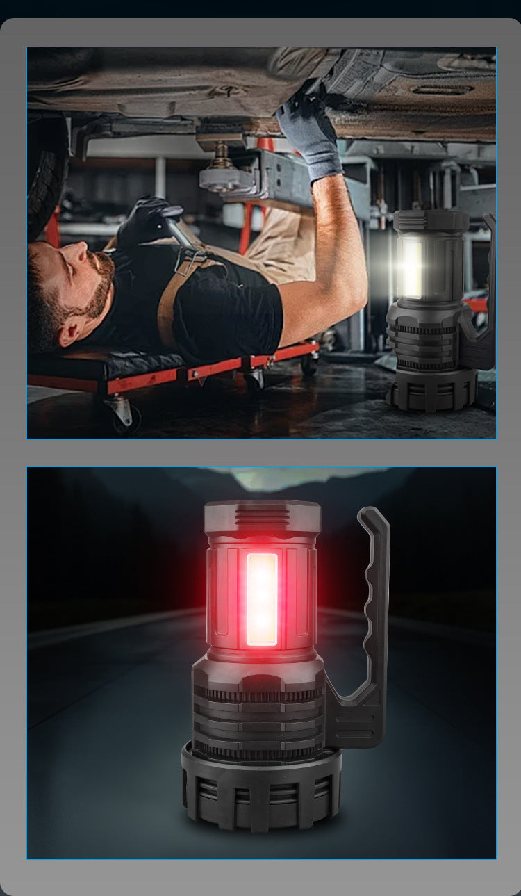 Black LED Searchlight - Rechargeable Handheld Spotlight, 500m Range, Long Lasting