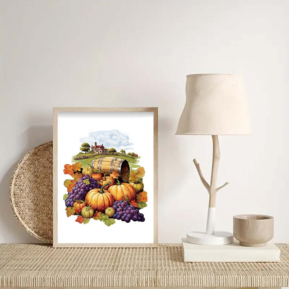 Purple grapes Thanksgiving Wooden Puzzle - Vegetable & Fruit Design, Home Decor, Educational Toy (Size S)