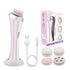 Pink Rechargeable Facial Cleansing Brush Kit with 4 Heads & Charging Dock