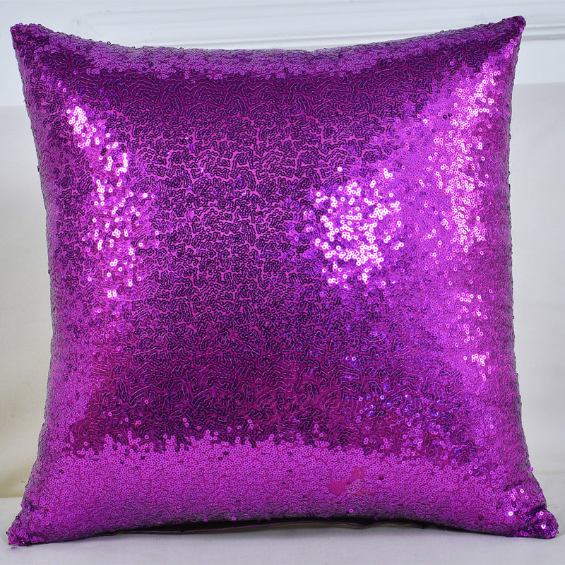 Shiny Sequin Pillowcase - Single-sided gorgeous pillowcase  (Purple pair: 40x40cm)