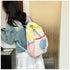 Yellow Colorblock Drawstring Backpack - Lightweight Nylon Bag with Heart Mesh Pocket
