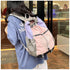 Pink Colorblock Drawstring Backpack - Lightweight Nylon Bag with Heart Mesh Pocket