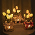Orange Yellow Tulip LED Crystal Flower Table Lamp - USB Rechargeable Touch Night Light