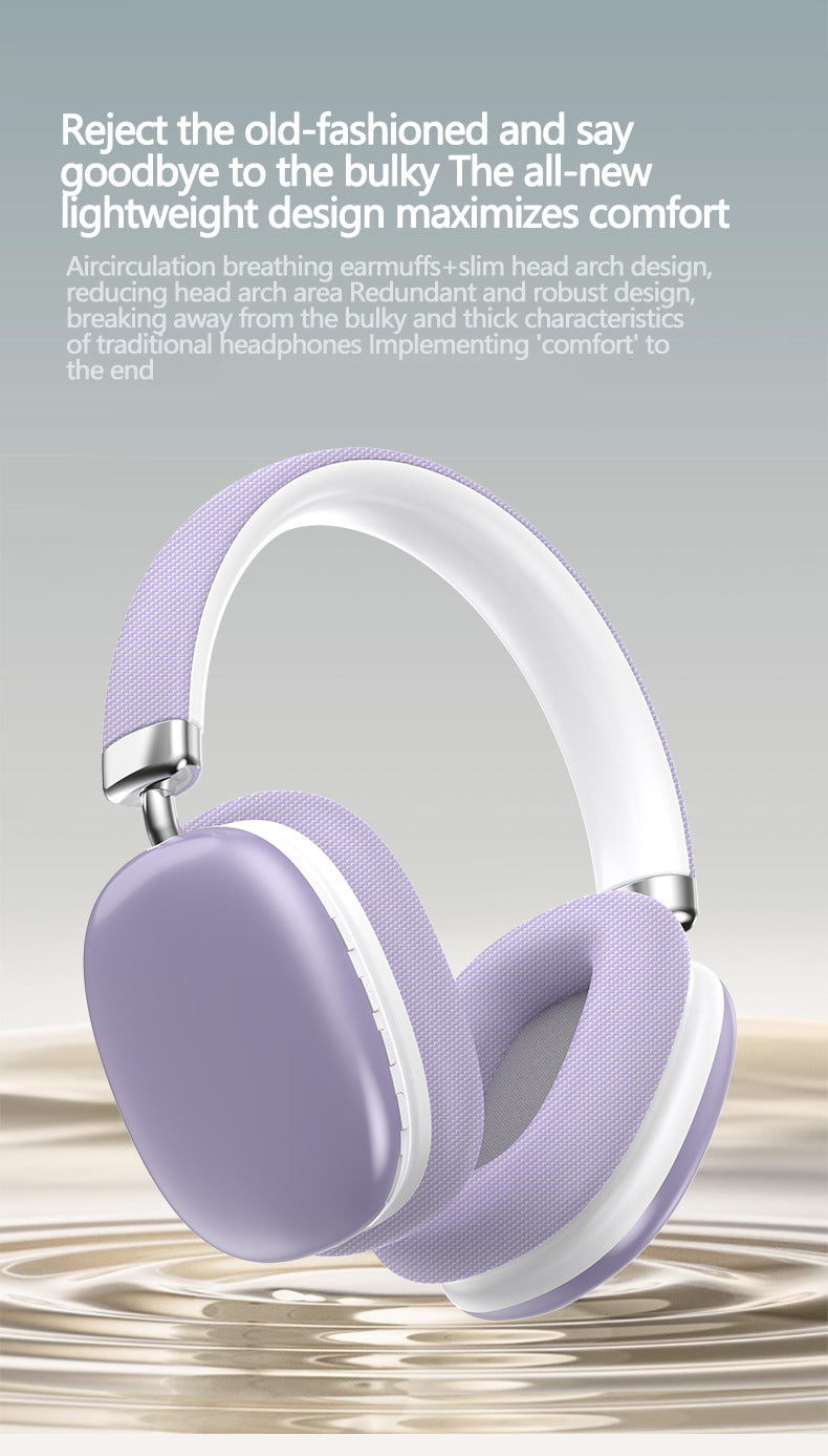 Purple Wireless Bluetooth Headphones - Over-Ear, Deep Bass, Foldable, Long Battery Life