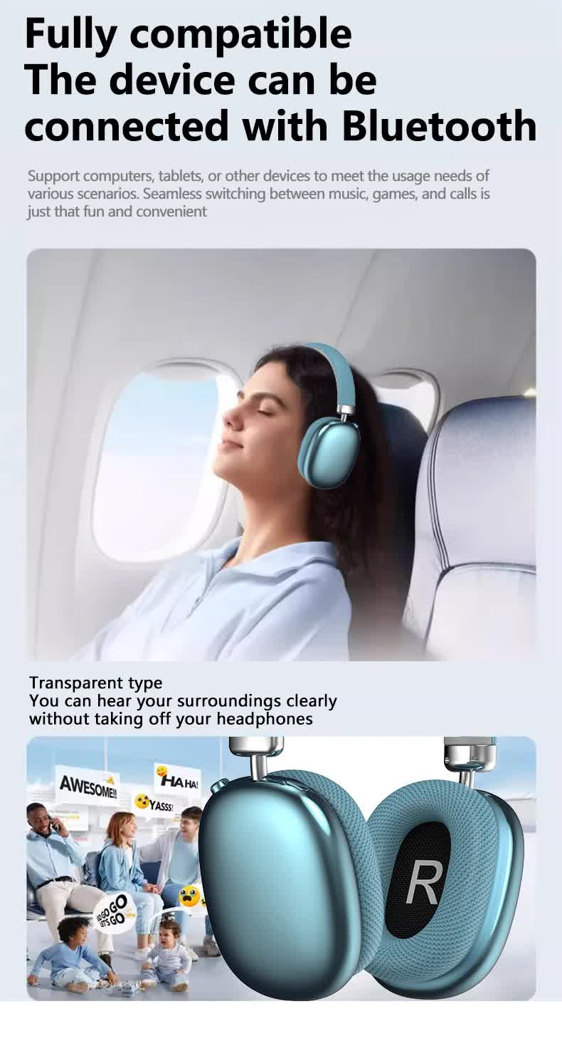 Green Comfortable Over-Ear Headphones - Hi-Fi Sound, Long Battery, Swivel Control