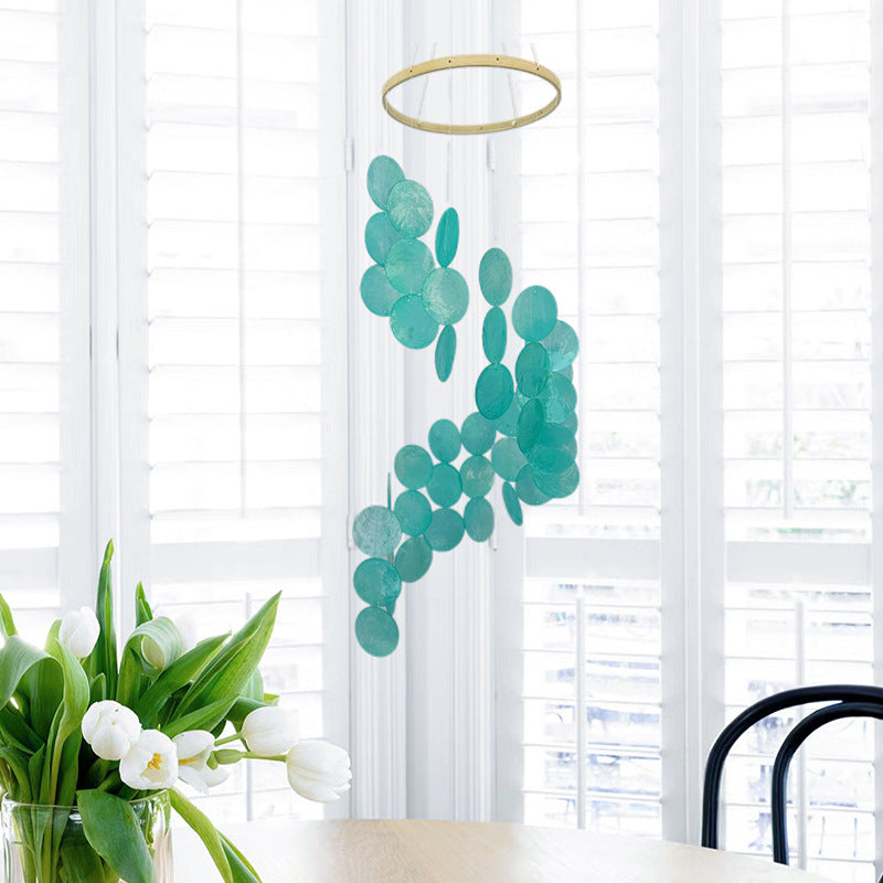 White Bohemian Seashell Wind Chime - Dream Catcher Hanging Decor for Home