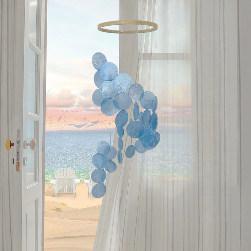 Blue Bohemian Seashell Wind Chime - Dream Catcher Hanging Decor for Home