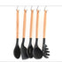 Light Grey And Brown 12-Piece Silicone Kitchen Utensil Set - Non-Stick Food-Grade Silicone Cooking Tools with Wooden Handles and Holder