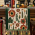 35x160cm Green Pastoral Table Runner - Spring Floral Oil Painting Style with Tassels