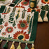 35x240cm Green Pastoral Table Runner - Spring Floral Oil Painting Style with Tassels