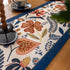 35x220cm Blue Pastoral Table Runner - Spring Floral Oil Painting Style with Tassels