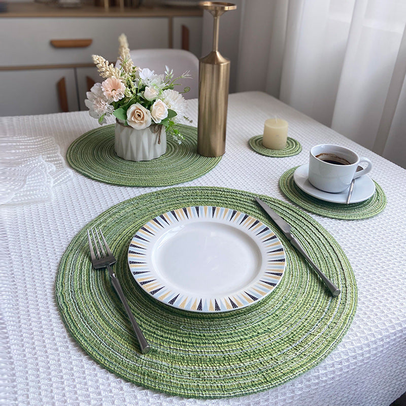 8 Pcs Orange Woven Round Placemat - Non-Slip, Heat-Resistant Dining Table Mat,  36cm