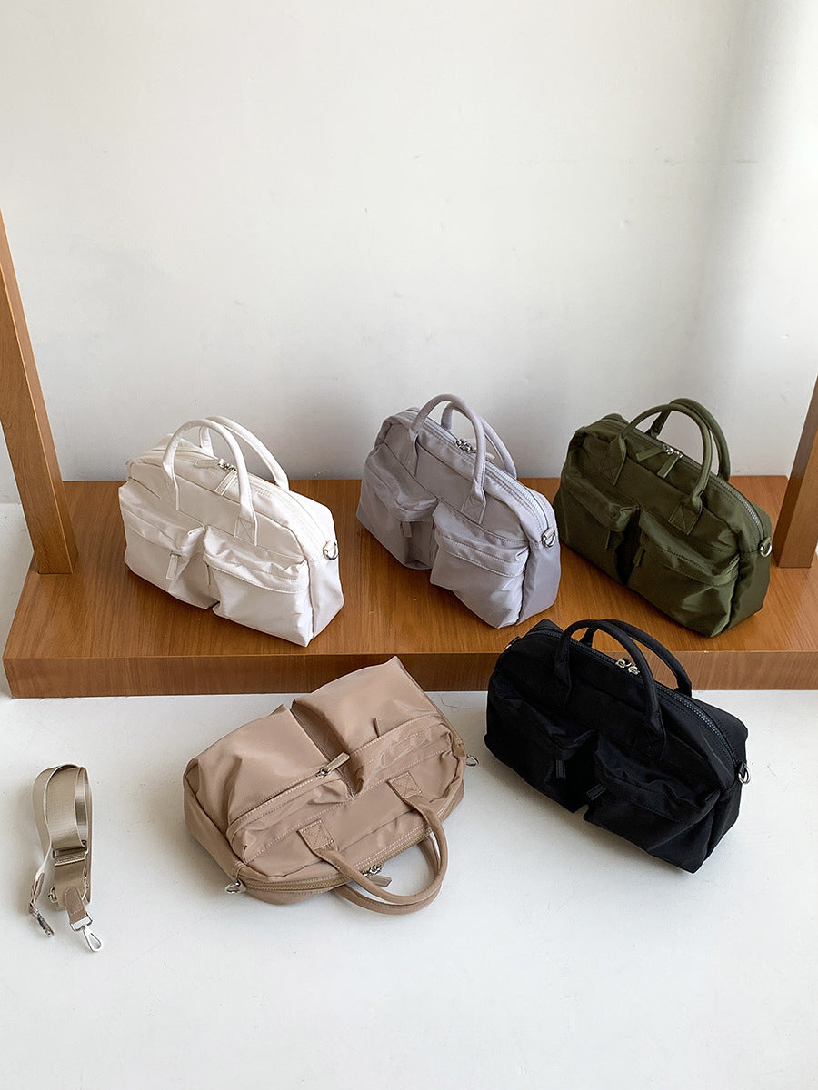 Grey Casual Nylon Tote Bag - Lightweight Korean-Style Crossbody Bag, Large Capacity