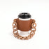2 Pcs Brown Detachable Chain Coffee Cup Sleeve - PU Leather Insulated Cup Holder with Handle, 16cm Top, 70g(Cup not included, only cup sleeve and chain)