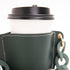 2 Pcs Dark Green Detachable Chain Coffee Cup Sleeve - PU Leather Insulated Cup Holder with Handle, 16cm Top, 70g(Cup not included, only cup sleeve and chain)