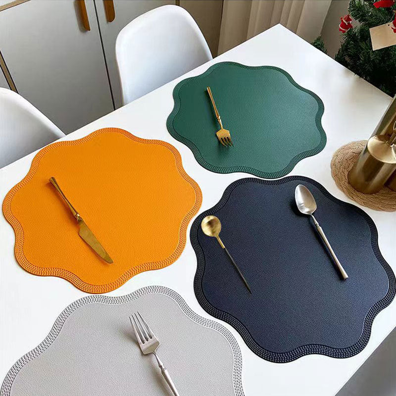 Pink Nordic Style Faux Leather Placemats Set of 4 - Heat-Resistant Waterproof Table Mats 38x38cm(cutlery not included)