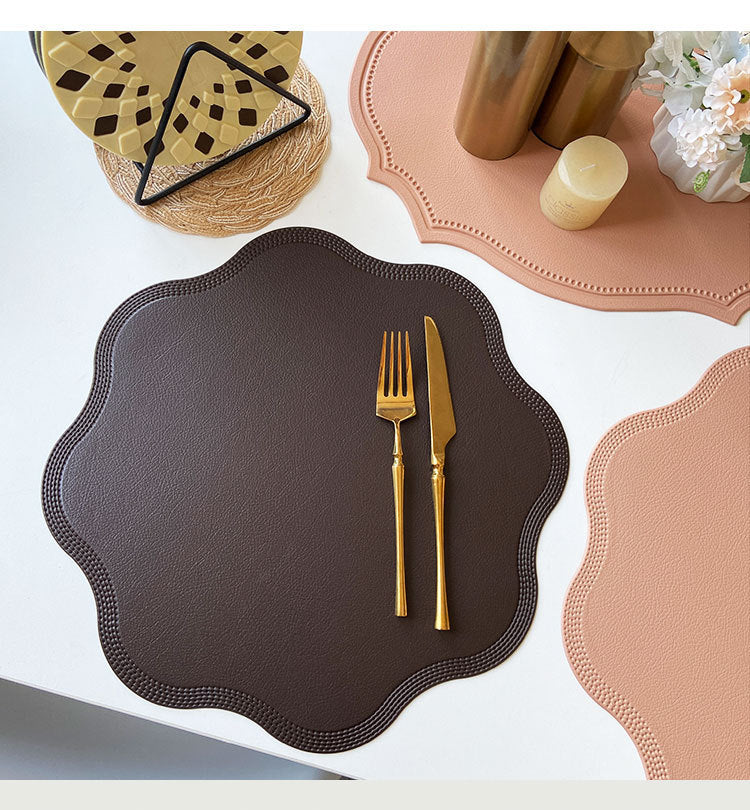 Pink Nordic Style Faux Leather Placemats Set of 4 - Heat-Resistant Waterproof Table Mats 38x38cm(cutlery not included)