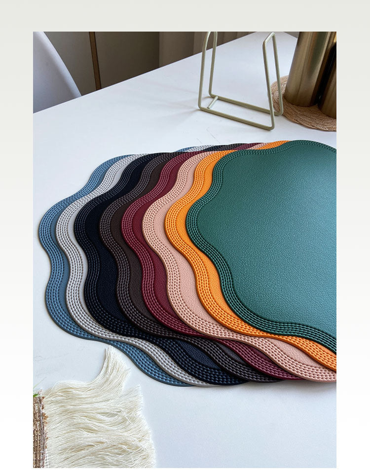 Black Nordic Style Faux Leather Placemats Set of 4 - Heat-Resistant Waterproof Table Mats 38x38cm(cutlery not included)