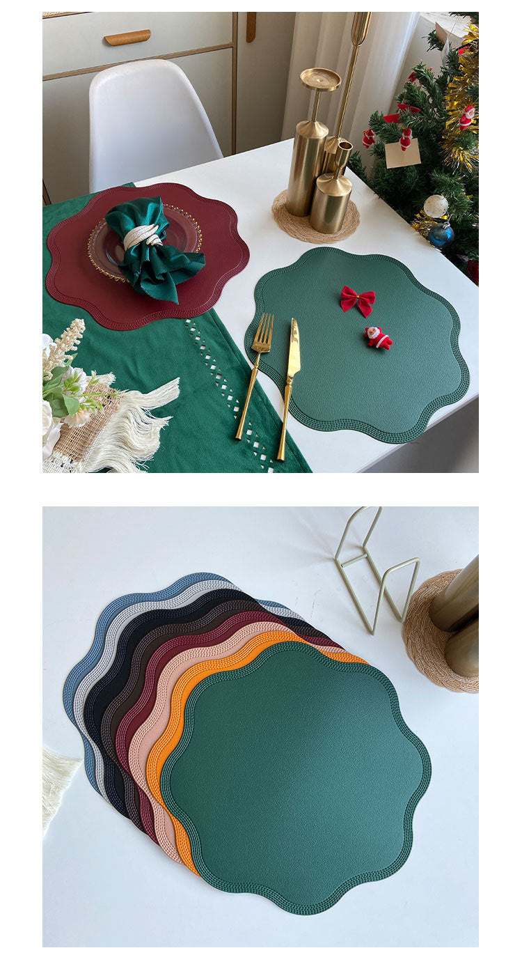 Black Nordic Style Faux Leather Placemats Set of 4 - Heat-Resistant Waterproof Table Mats 38x38cm(cutlery not included)