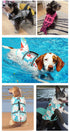 Size L Pink Scale Pattern Pet Life Jacket for Dogs - Summer Swimming Safety Vest with Shark Fin for Small to Large Breeds