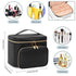Pink Portable Travel Makeup Bag with Brush Compartment - Stylish PU Leather Cosmetic Organizer for Skincare and Toiletry Storage