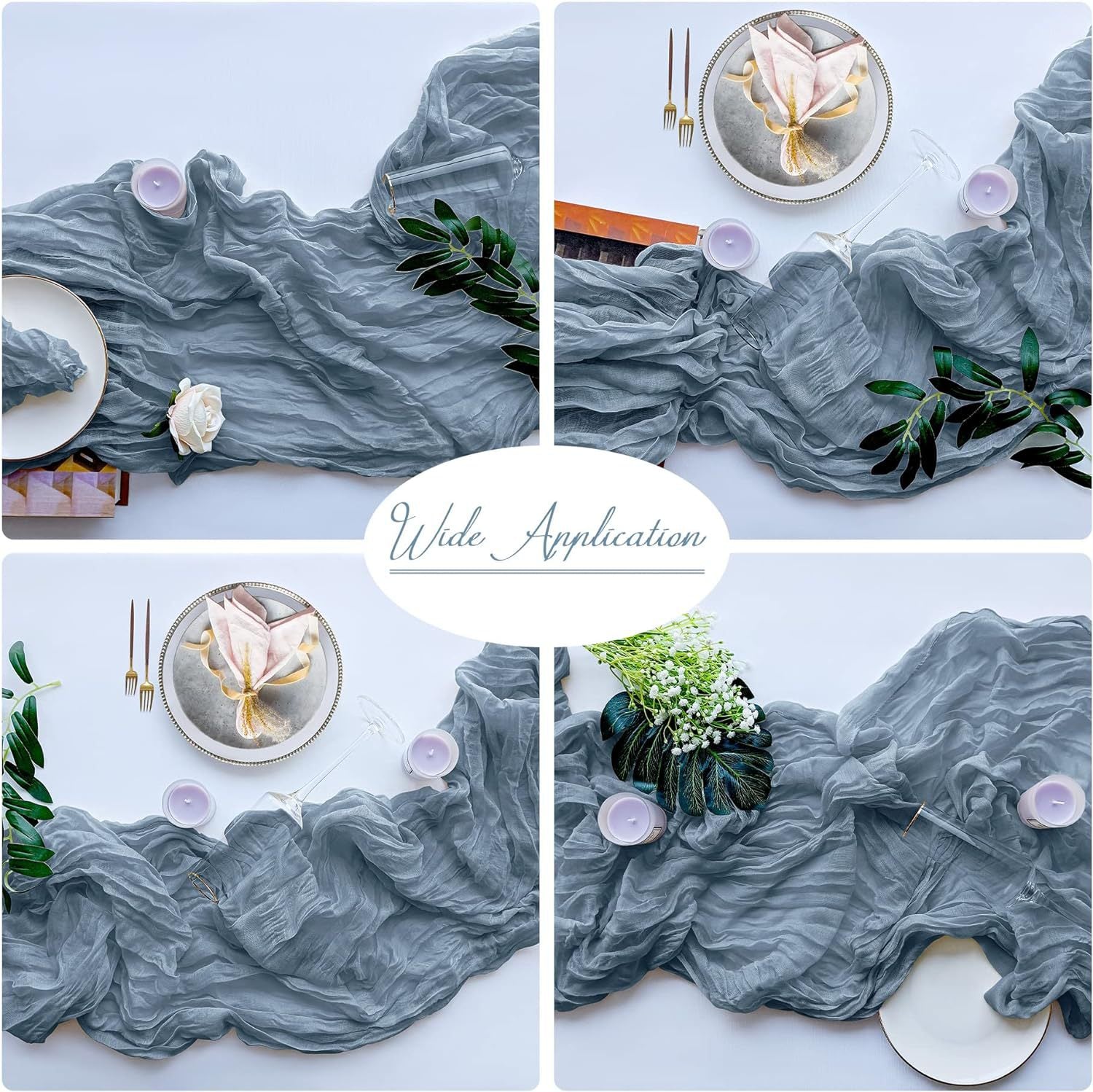 Brick Red Bohemian Gauze Table Runner 2-Pack - Polyester Fabric for Party and Birthday Table Decor