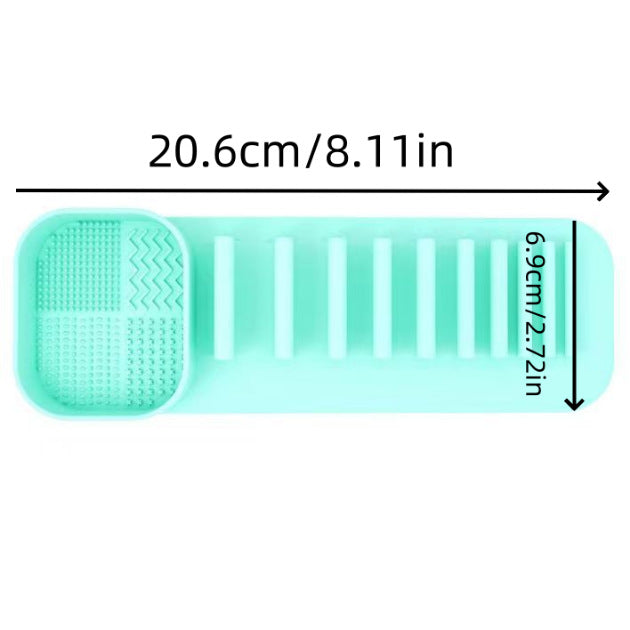 3 Pcs Yellow Silicone Makeup Brush Organizer and Cleaning Rack - Wall-Mounted Holder with Brush Cleaning Texture