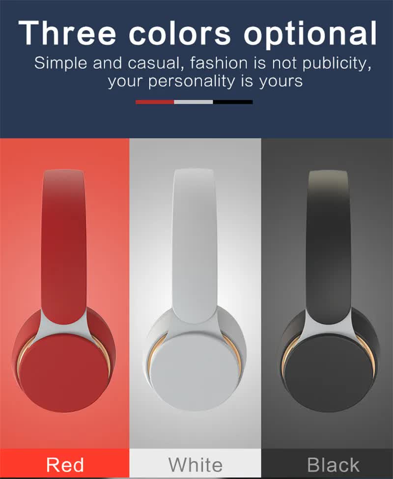 Black Wireless Bluetooth Headphones with Noise Reduction - Heavy Bass, Long Battery Life, TF Card Support