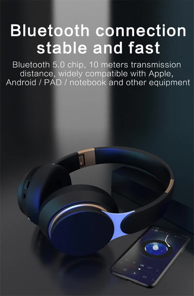 Dark Green Wireless Bluetooth Headphones with Noise Reduction - Heavy Bass, Long Battery Life, TF Card Support