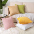 Bright Yellow Plush Striped Pillow Covers 45x45cm - Set of 4 Corduroy-Style Cushion Covers with Invisible Zipper, Soft and Washable for Sofa Decor