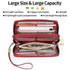Red Double Zipper Women's Wallet - Large Capacity Clutch Organizer with Wristlet Strap