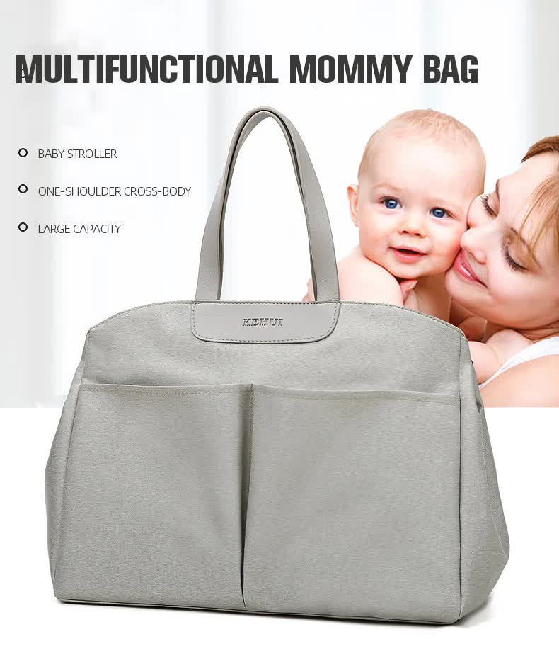 Size Small Khaki Stylish Multi-Function Diaper Bag - Insulated Tote with Shoulder Strap for Baby Essentials