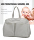 Size Large Grey Stylish Multi-Function Diaper Bag - Insulated Tote with Shoulder Strap for Baby Essentials