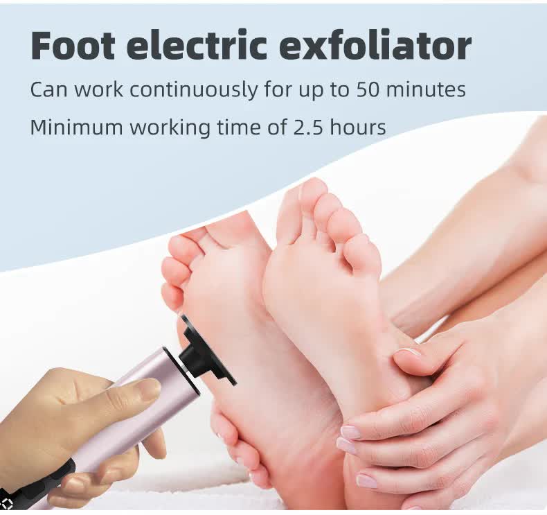 Grey Rechargeable Electric Foot File with 9 Speed Settings - Callus Remover for Smooth Feet