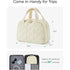 Beige Large Capacity Travel Toiletry Bag with Wide Opening - Puffy Nylon Makeup Organizer with Waterproof PVC Layer
