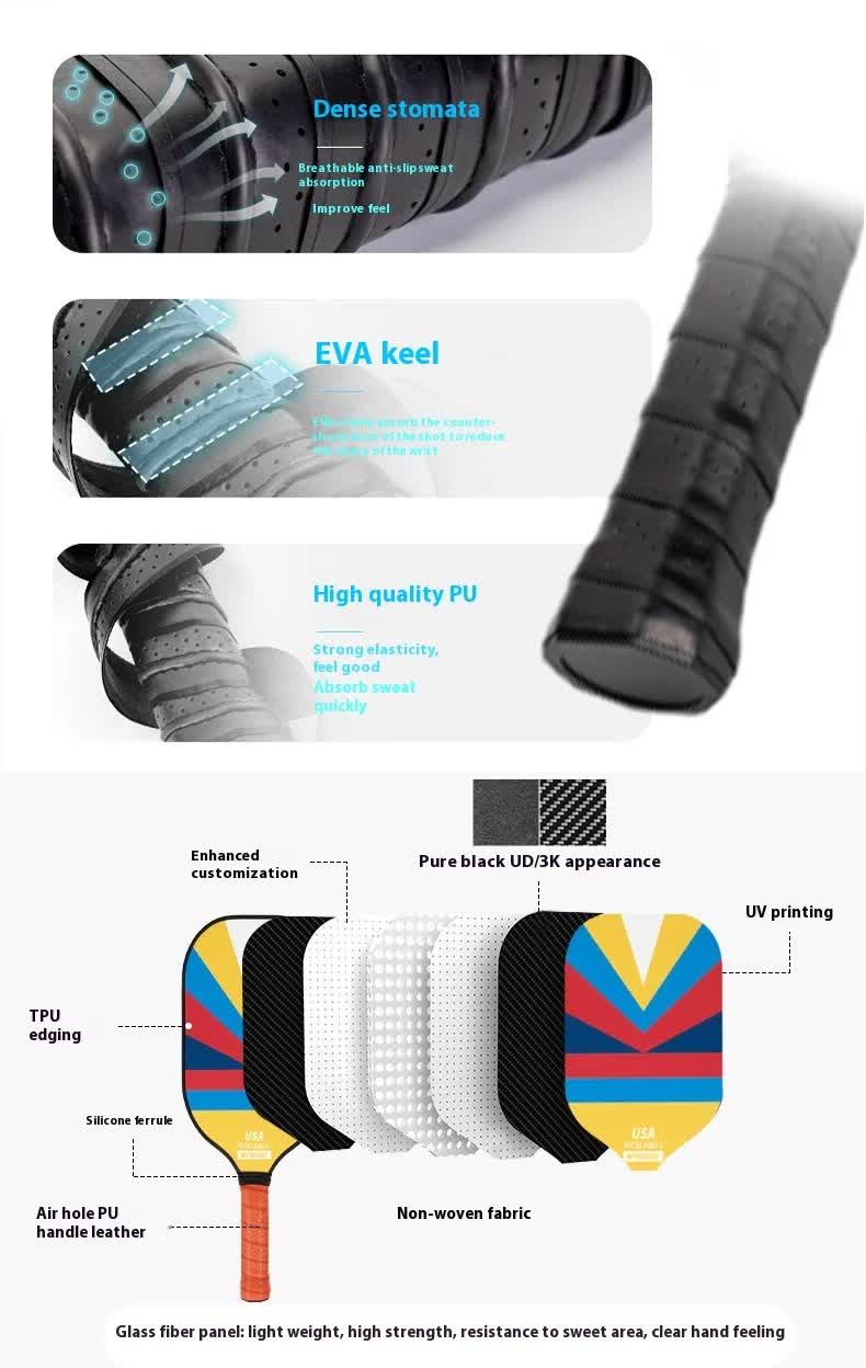 Style 1 Colorful Geometric Patterns Fiberglass Pickleball Paddle - Lightweight 220g with Anti-Slip TPU Grip for Outdoor Sports