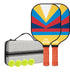 Style 2 Colorful  Geometric Patterns Fiberglass Pickleball Paddle Set - 2 Paddles, 4 Balls, and Portable Carry Bag for Outdoor Play
